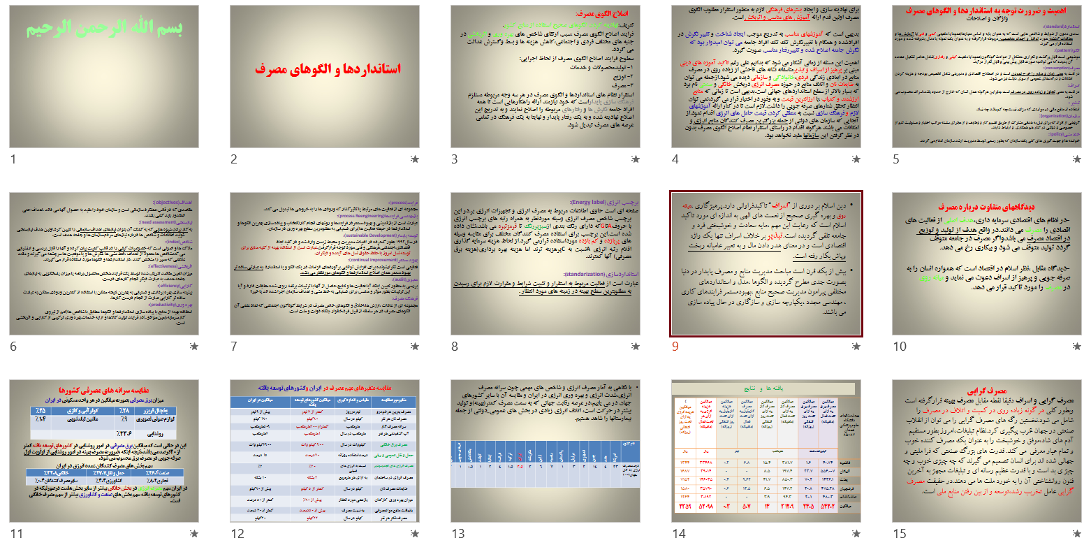 پاورپوینت استانداردها و الگوهای مصرف